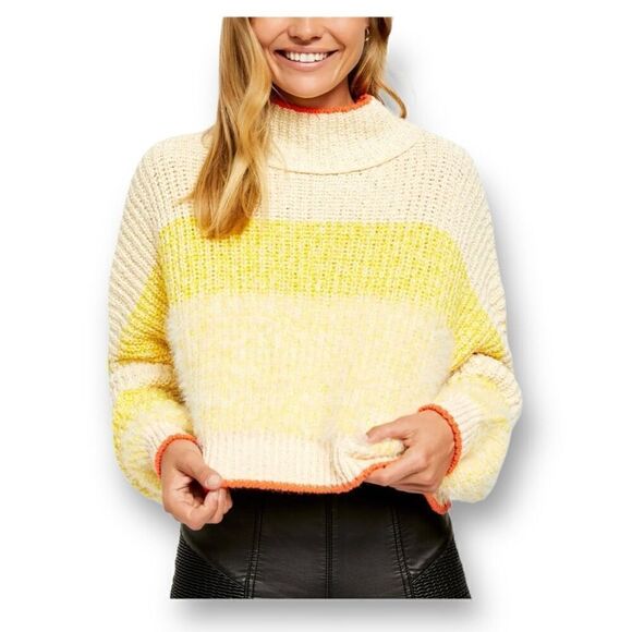 Free People Sunbrite Oversized Striped Sweater Size Medium - Picture 1 of 7